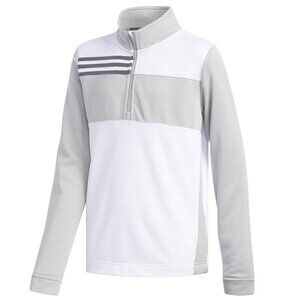 Adidas White Gray Colorblocked Layer Golf Half Zip Junior Windshirt Boys Size XL